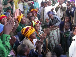 The village at Wajela celebrate Timkat with dancing and singing