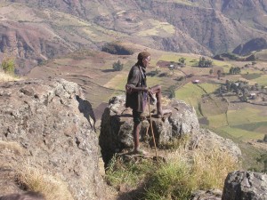 A Meket farmer enjoys the view