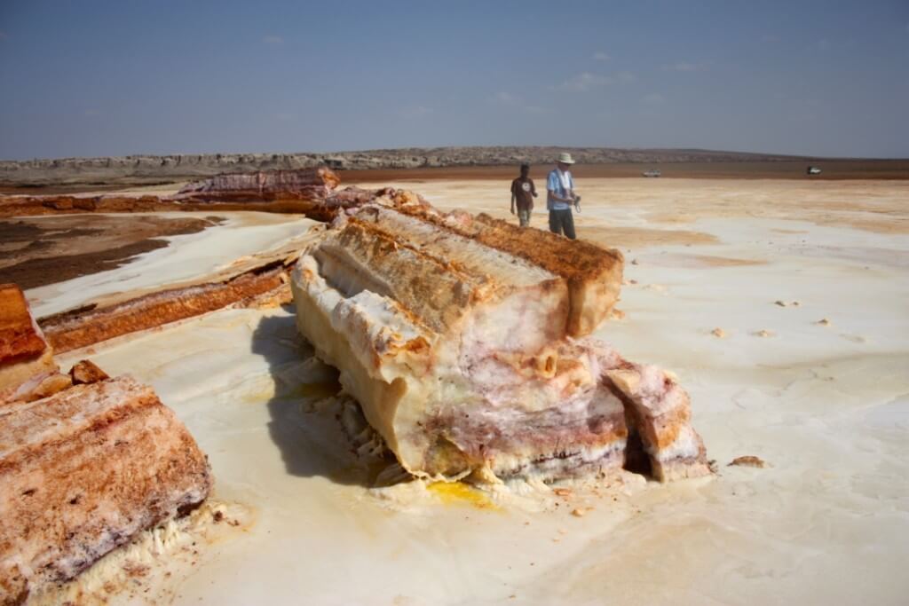 Salt and other mineral deposits take strange shapes and interesting colours