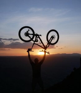 Mountain bike in sunset 