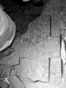 Bethlehem church -Flagstone marking entrance to basement chambers