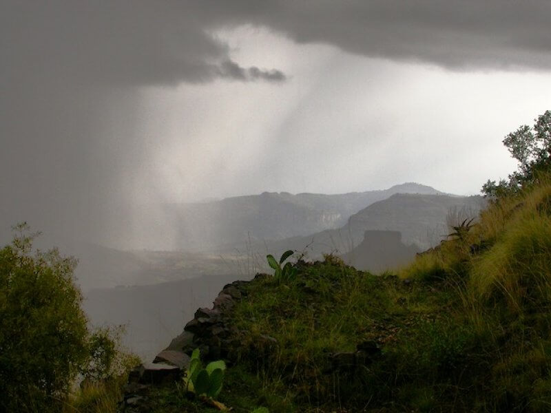 Rain storm approaches in mountains of Tigray