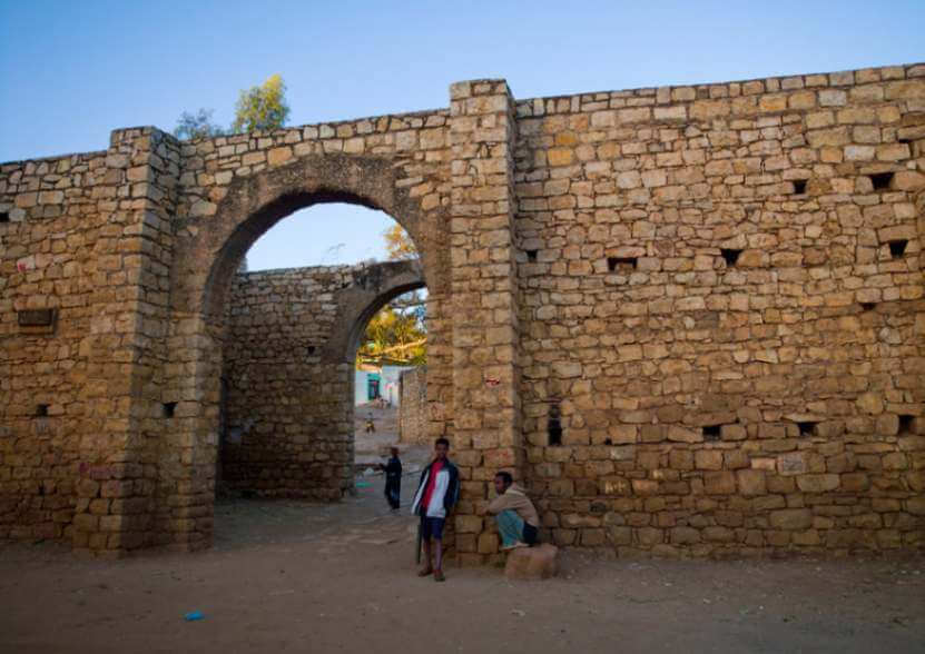 Old stone wall and gate - Harar