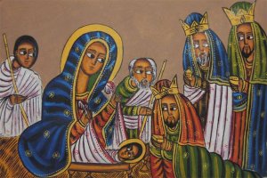 Nativity scene in Ethiopia Iconographic style