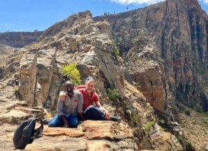 Berhe and Mark near Shimbrety in the Agame mats on the Tesfa trek